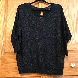 Mossimo Metallic Black Keyhole Sweater L